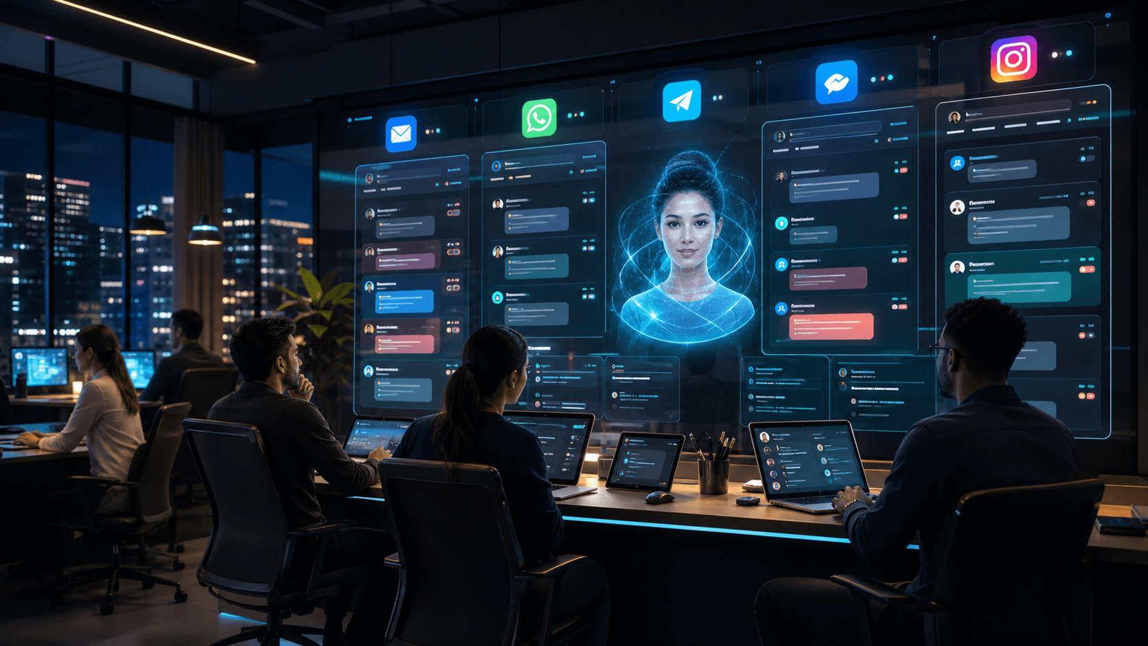 Modern operations team managing omnichannel AI inboxes